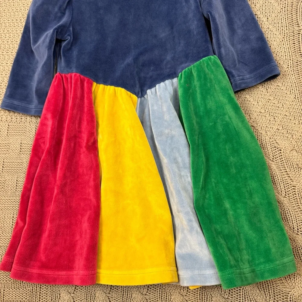 Mini Boden Rainbow Velour Girls Twirl Dress 3/4